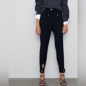 🤍 ZARA Black Metal Button Zippered Leggings Pants